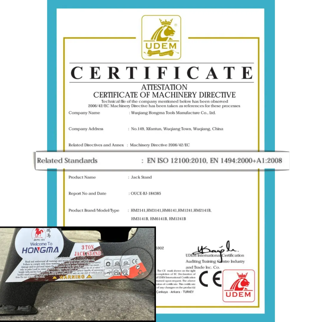 HONGMA Car Jack stands certification